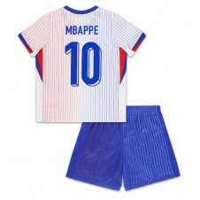 Frankrike Kylian Mbappe #10 Bortedraktsett Barn EM 2024 Kortermet (+ korte bukser)